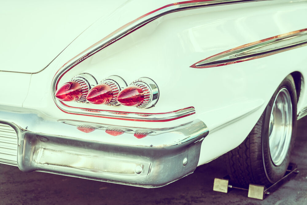 Selective focus point on Headlight lamp car - vintage filter